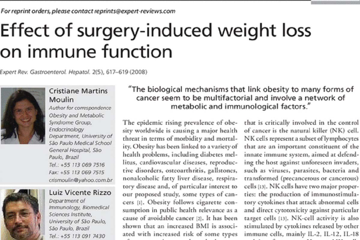 تاثیر کاهش وزن ناشی از جراحی چاقی بر عملکرد سیستم ایمنی بدن